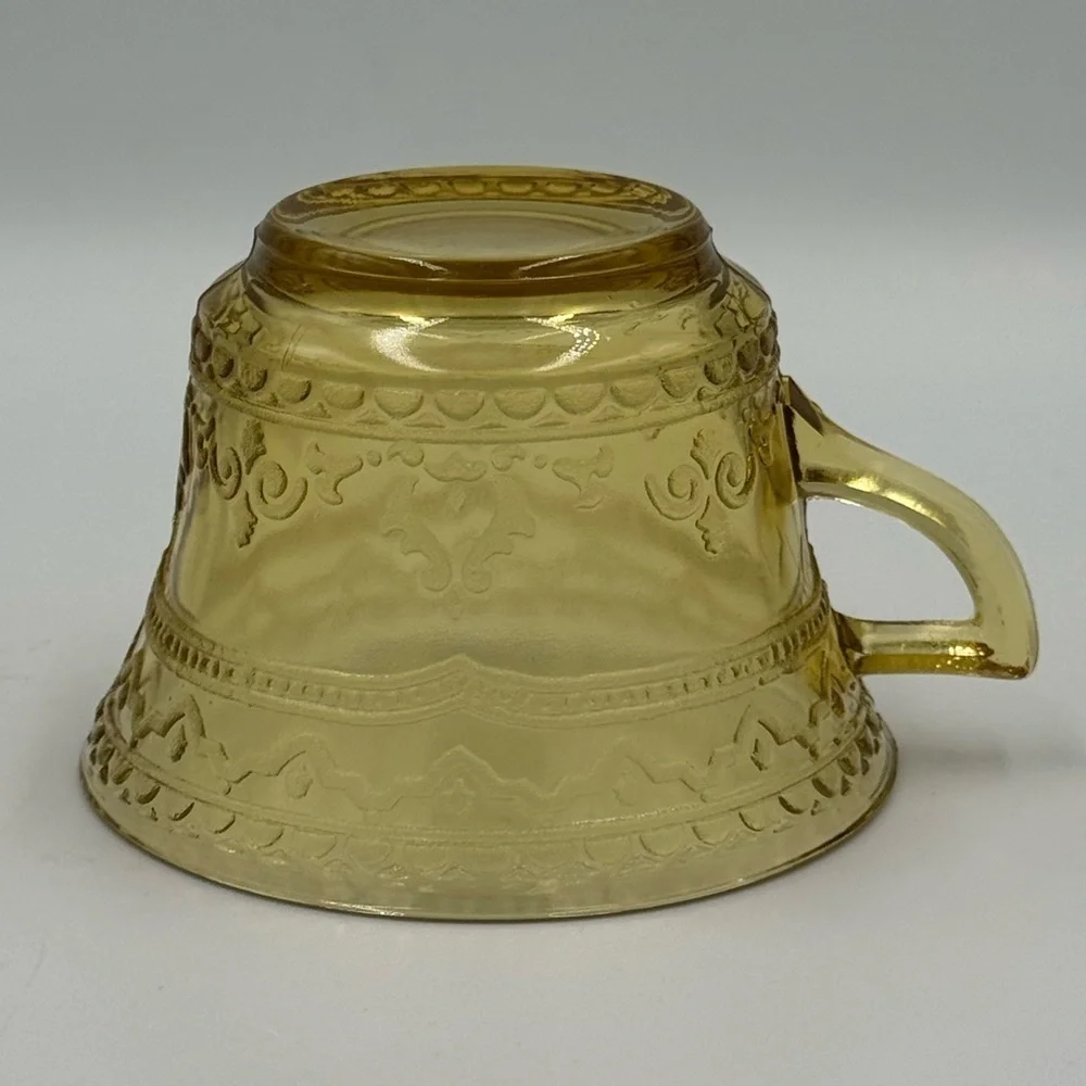 Vintage Federal Patrician Spoke Amber Depression Glass Cup and Saucer Set
